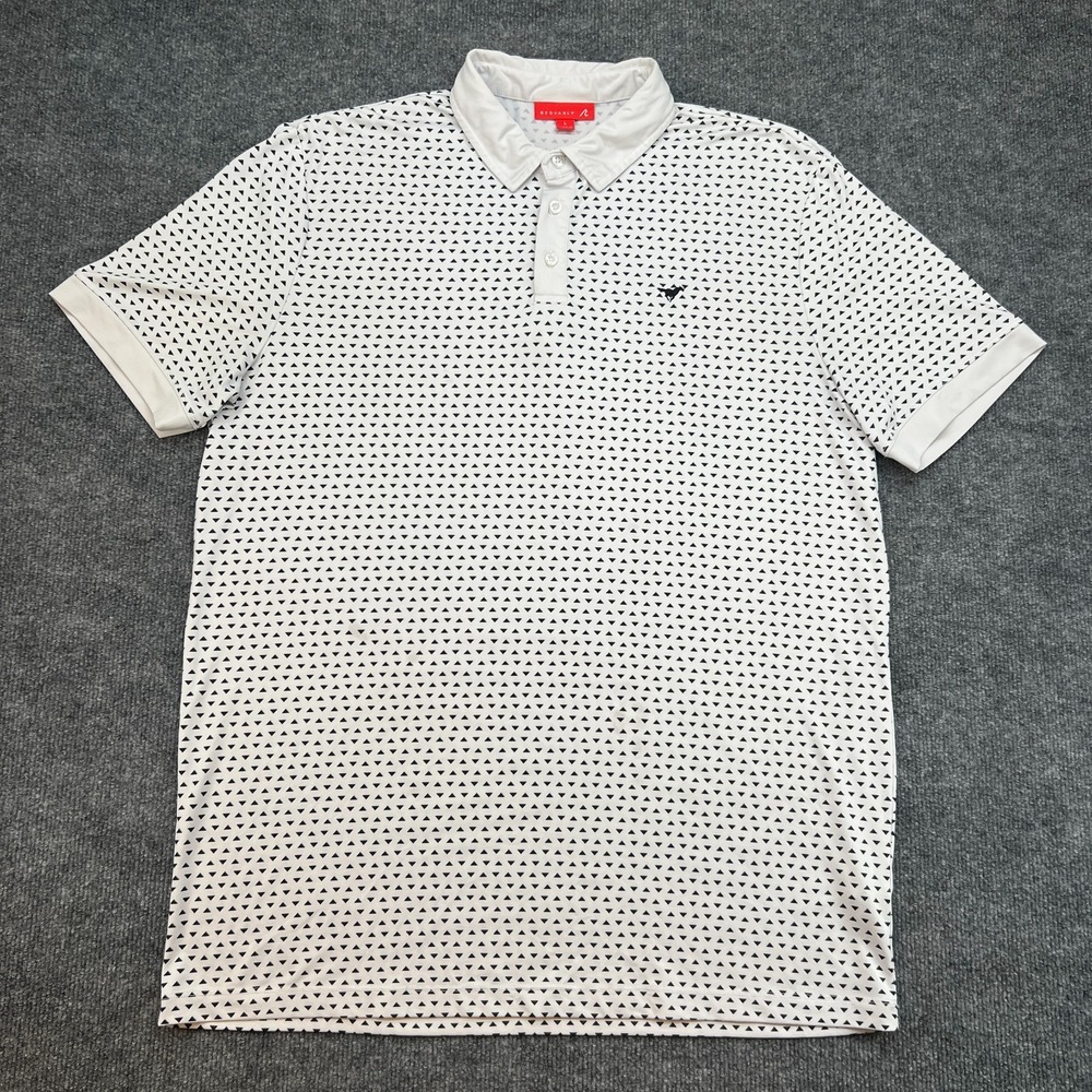 Redvanly Black White Triangle Golf Polo Men's Size Large *FLAWS*